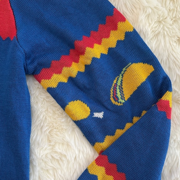 Tipsy Elves Festive Friendsgiving Sweater & Leggings - Blue, Red, Yellow - Picture 3 of 10